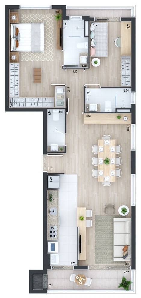 Planta 02 - 2 dorm 99 62m� - op��o