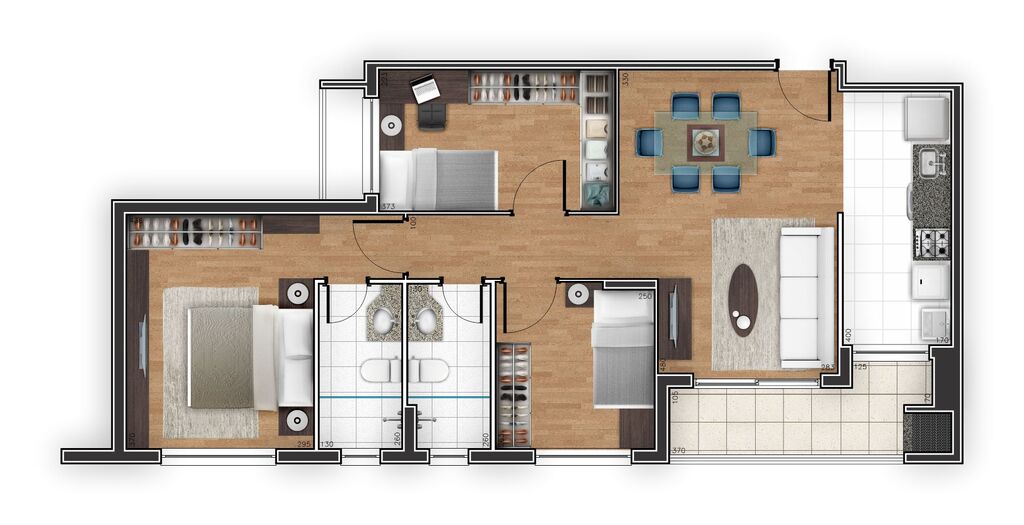 Planta 03 - 3 dorm 77 08m�