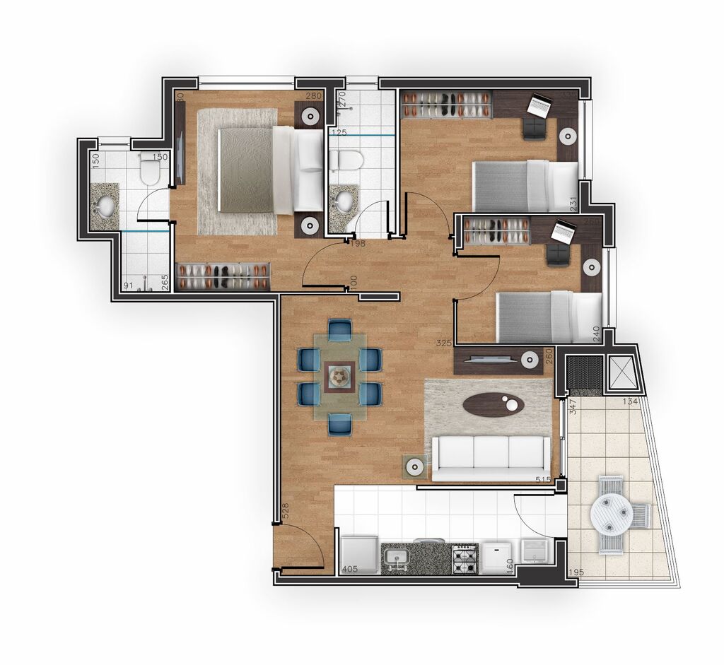 Planta 05 - 3 dorm 77 23m�