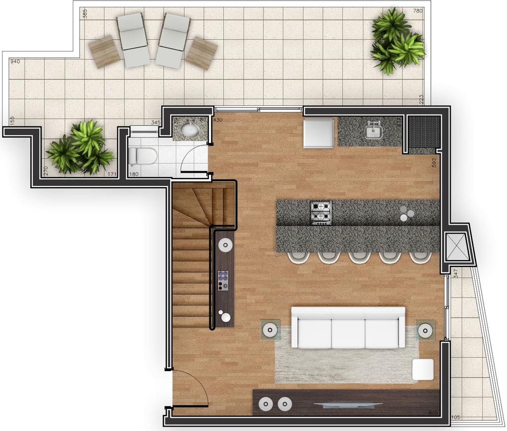 Planta 07 - 3 dorm 120 73m� - cobertura duplex inferior