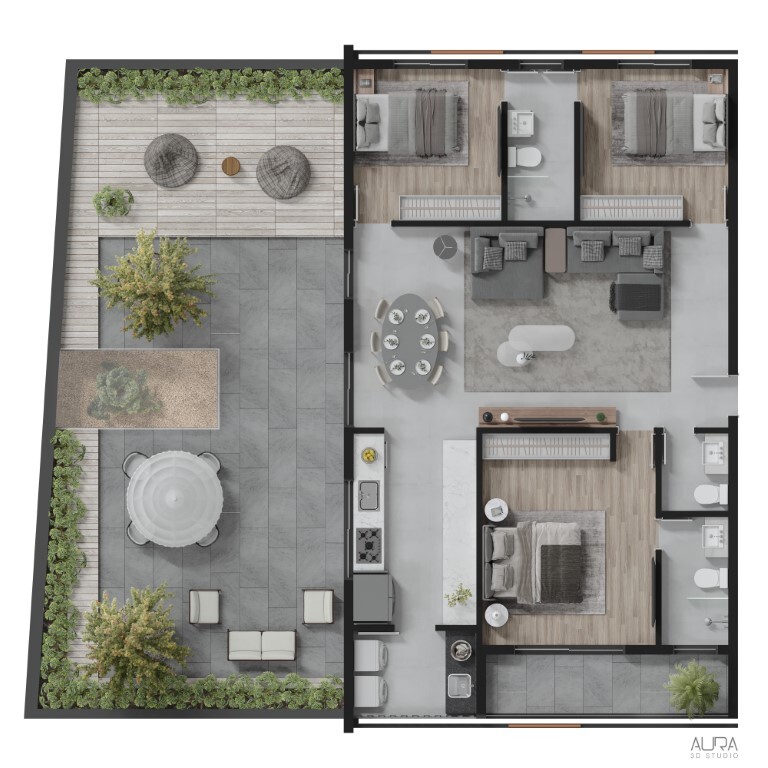 Planta 06 - 3 dorm 98m� - garden