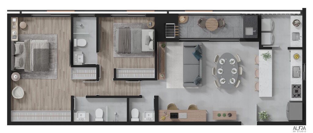 Planta 02 - 2 dorm 86m� - op��o