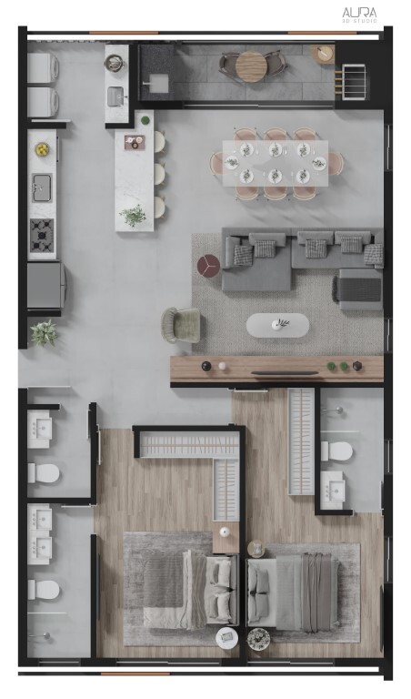 Planta 05 - 2 dorm 98m�