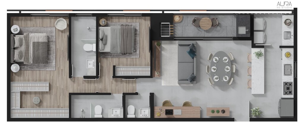 Planta 01 - 2 dorm 86m�