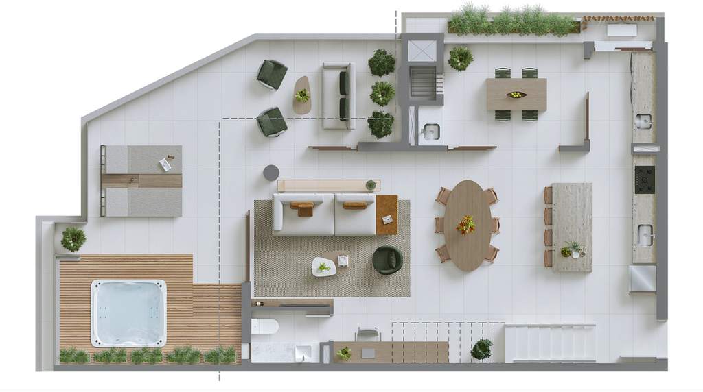 Planta 06 - 3 dorm 231,63m² - cobertura duplex - inferior
