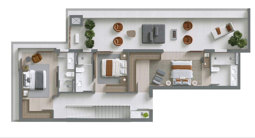 Planta 07 - 3 dorm 231,63m² - cobertura duplex - superior