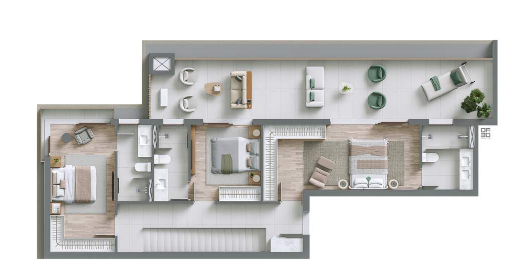 Planta 09 - 3 dorm 232,90m² - cobertura duplex - superior