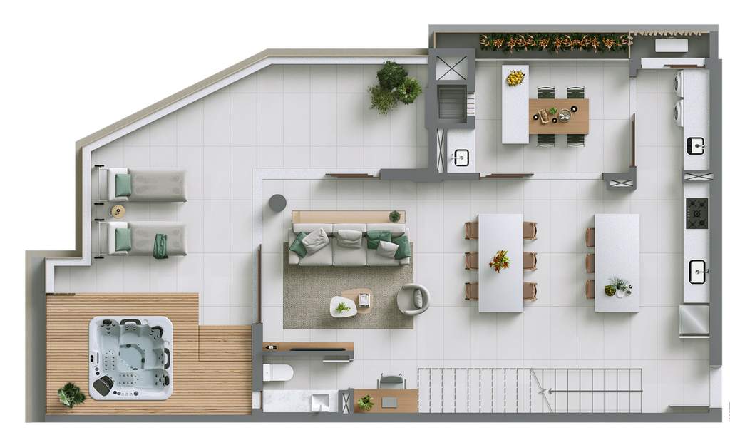 Planta 08 - 3 dorm 232,90m² - cobertura duplex - inferior