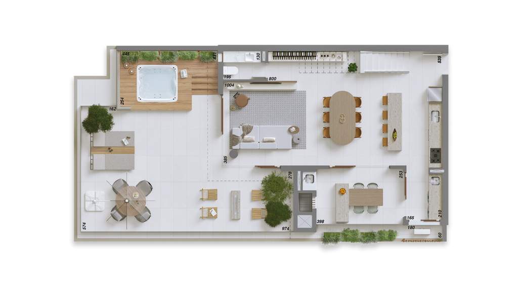 Planta 12 - 3 dorm 255,64m² - cobertura duplex - inferior
