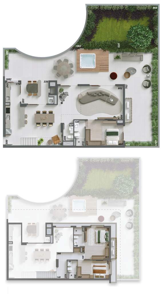 Planta 14 - 3 dorm 334,42m² - garden