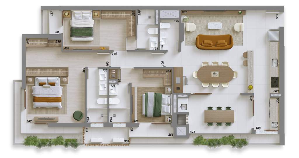 Planta 04 - 3 dorm 134,85m²