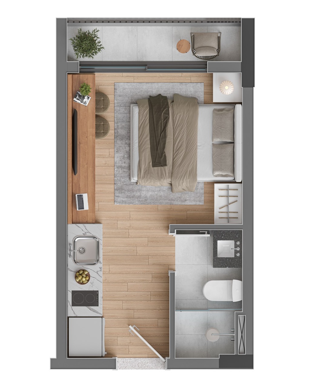 Planta 01 - 1 dorm 19m² - studio