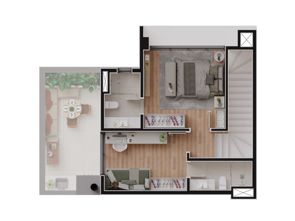 Planta 06 - 2 dorm 102m� - cobertura duplex - superior