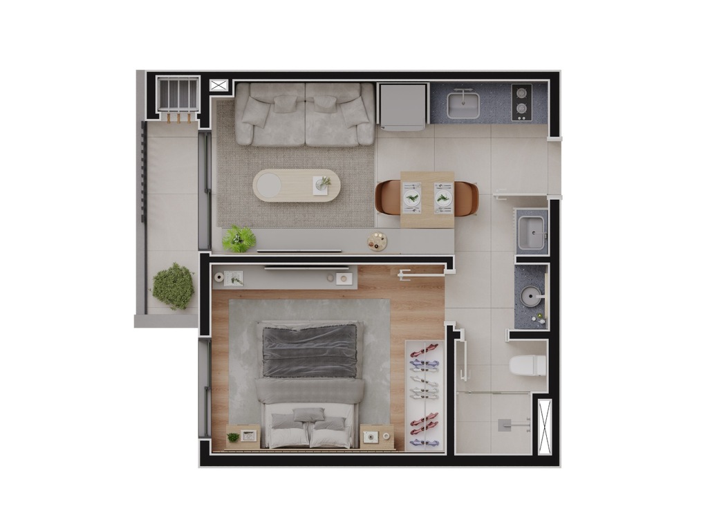 Planta 02 - 1 dorm 34m�