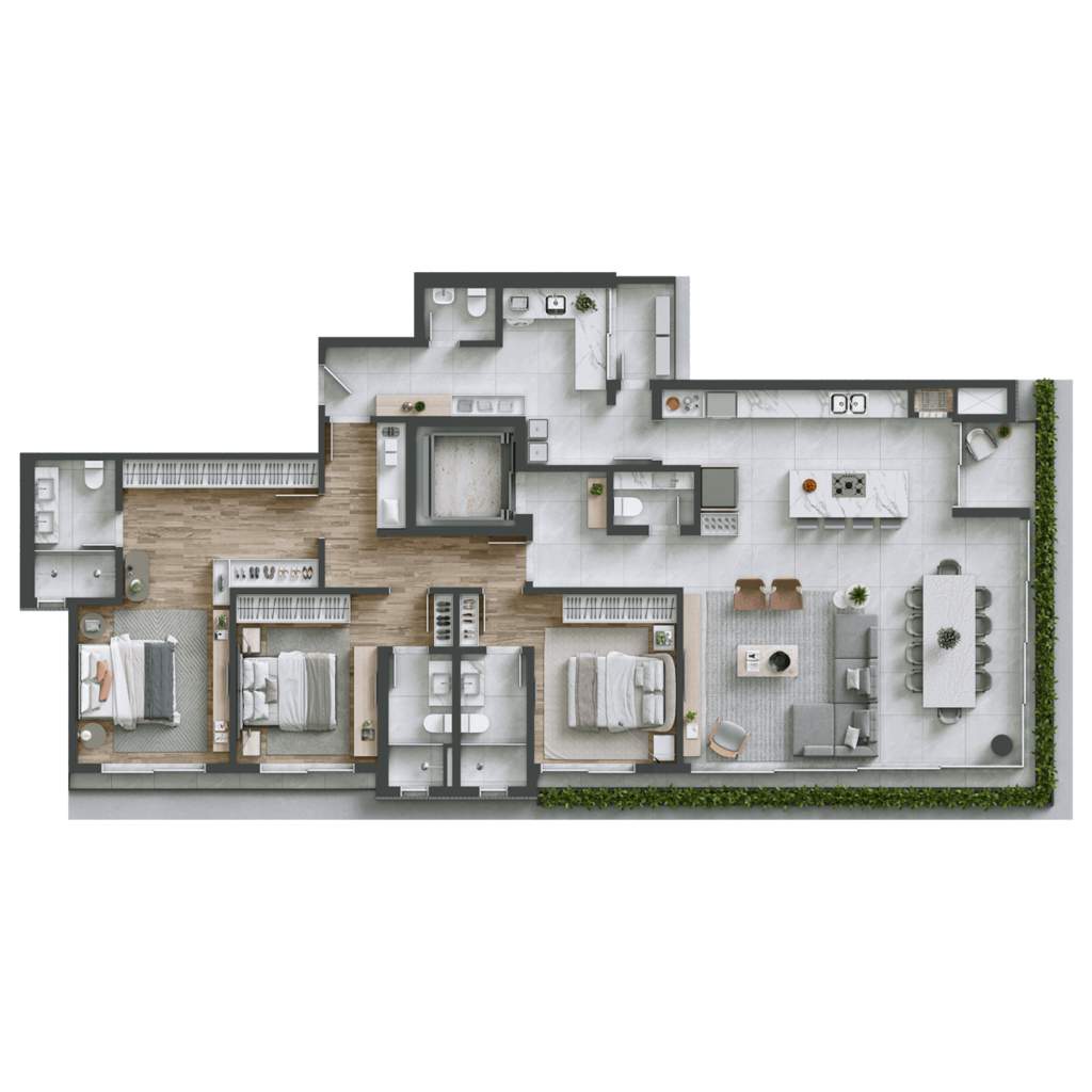 Planta 02 - 3 dorm 185m²