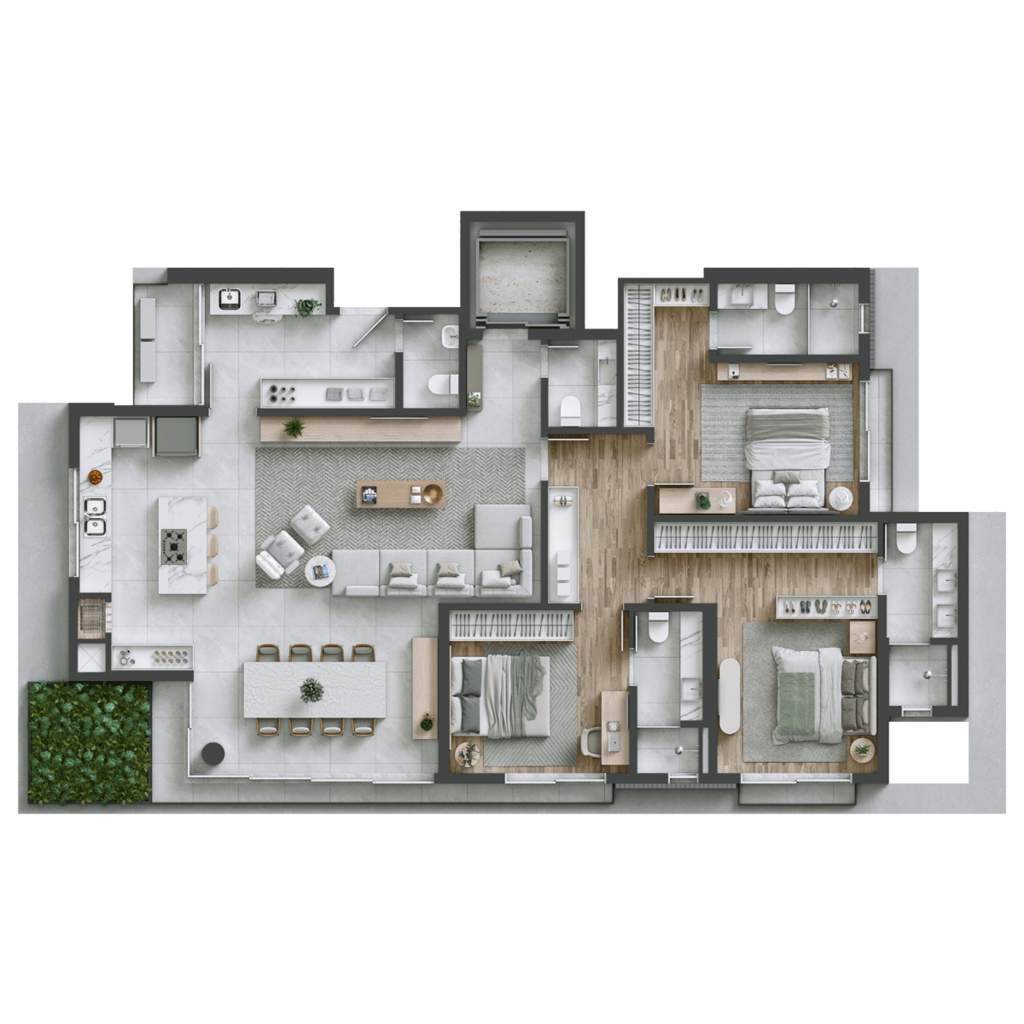 Planta 01 - 3 dorm 165m²