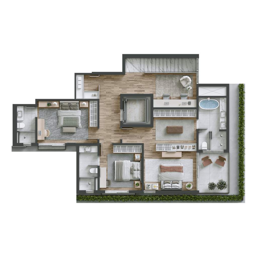 Planta 05 - 3 dorm 291m² - cobertura duplex - superior