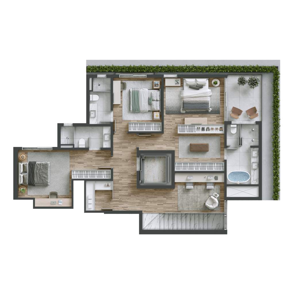 Planta 07 - 3 dorm 297m² - cobertura duplex - superior