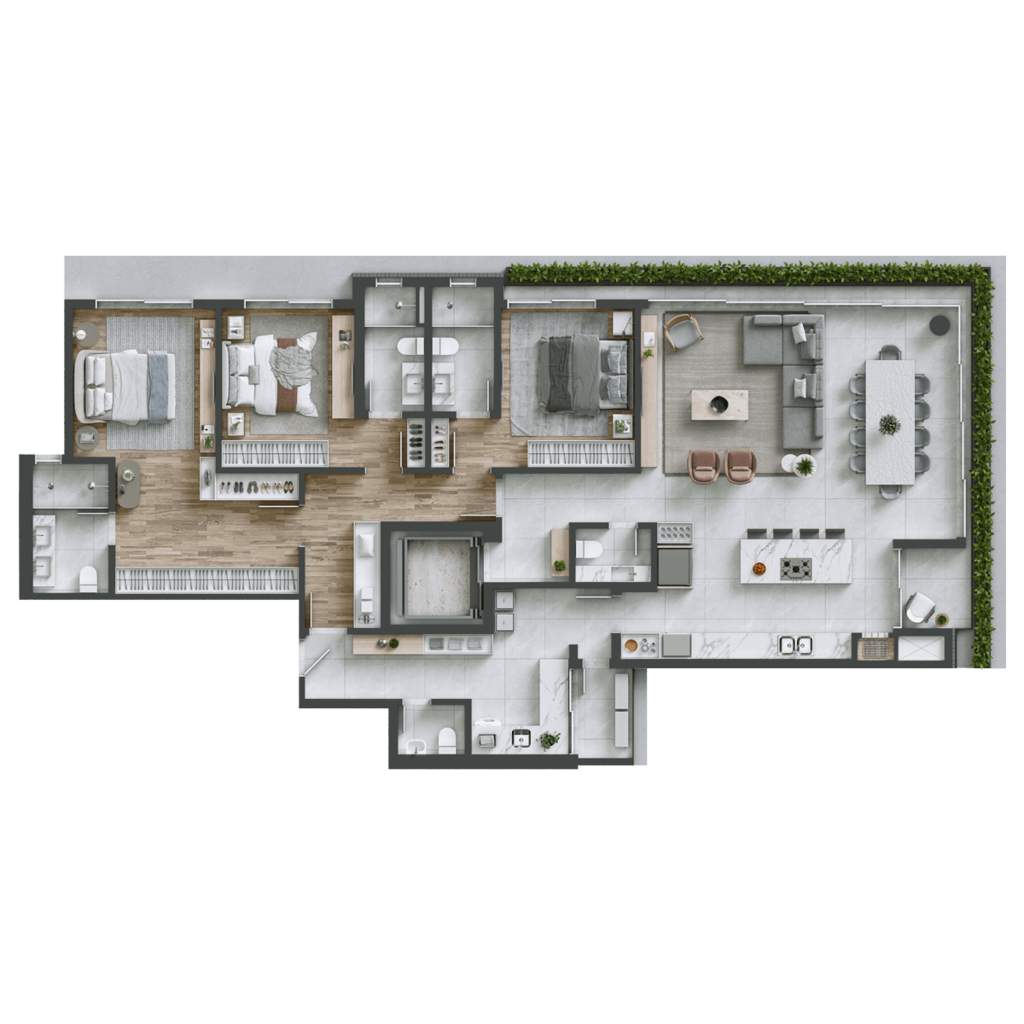 Planta 03 - 3 dorm 185m²