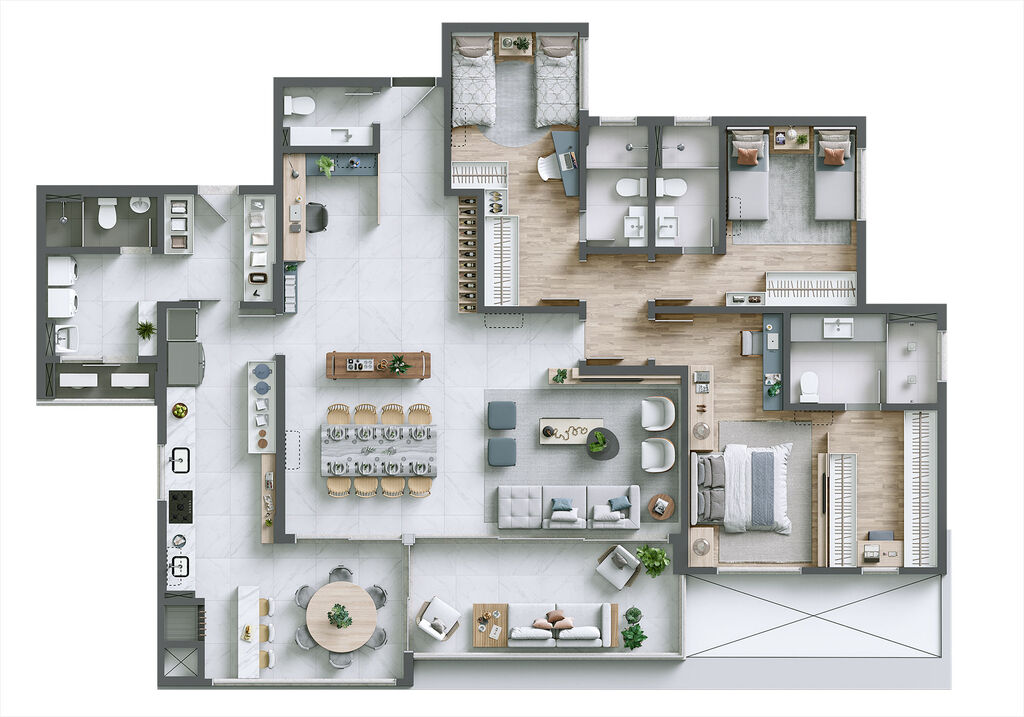 Planta 01 - 3 dorm 193m²