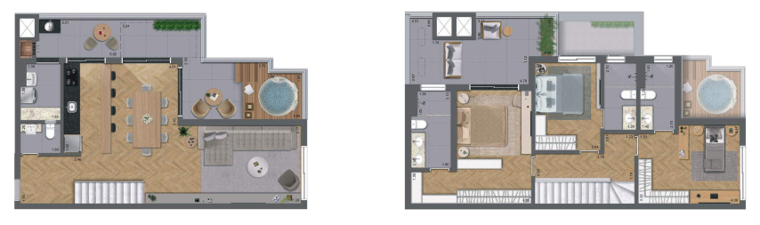 Planta 14 - 3 dorm 140 50m² - cobertura duplex