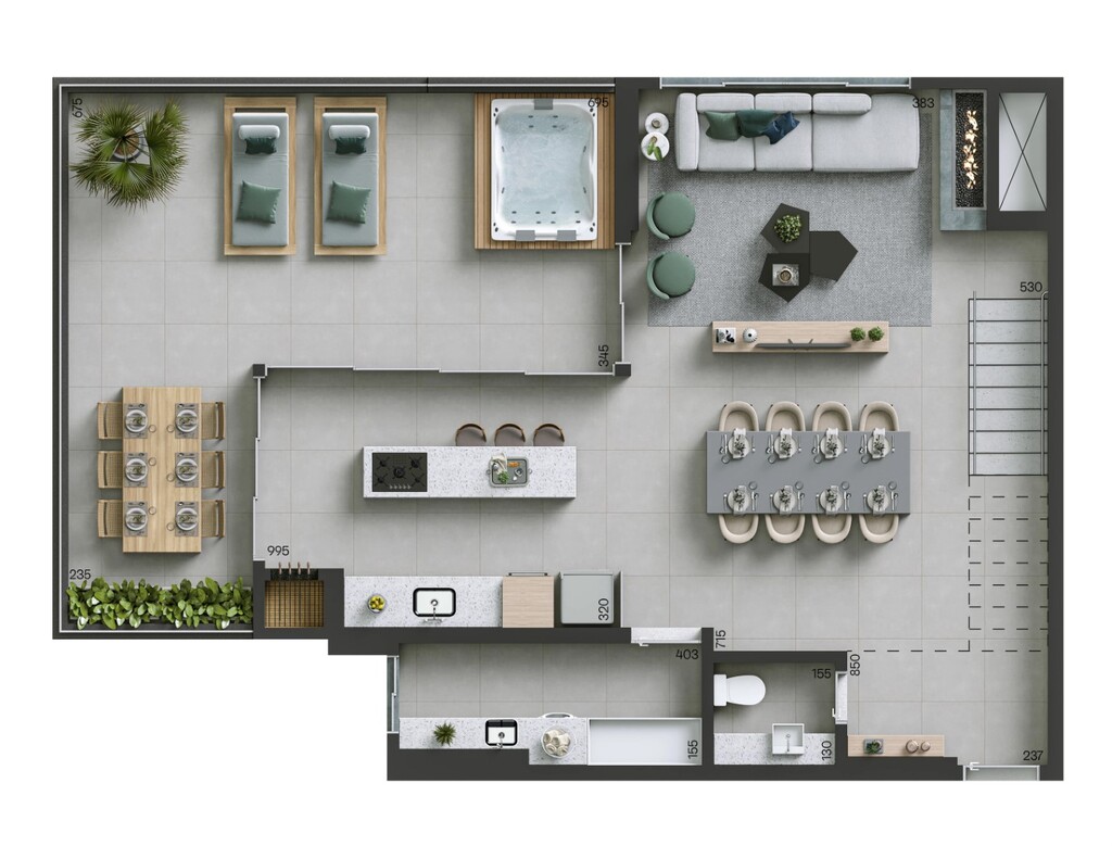 Planta 15 - 3 dorm 235m² - cobertura duplex - inferior