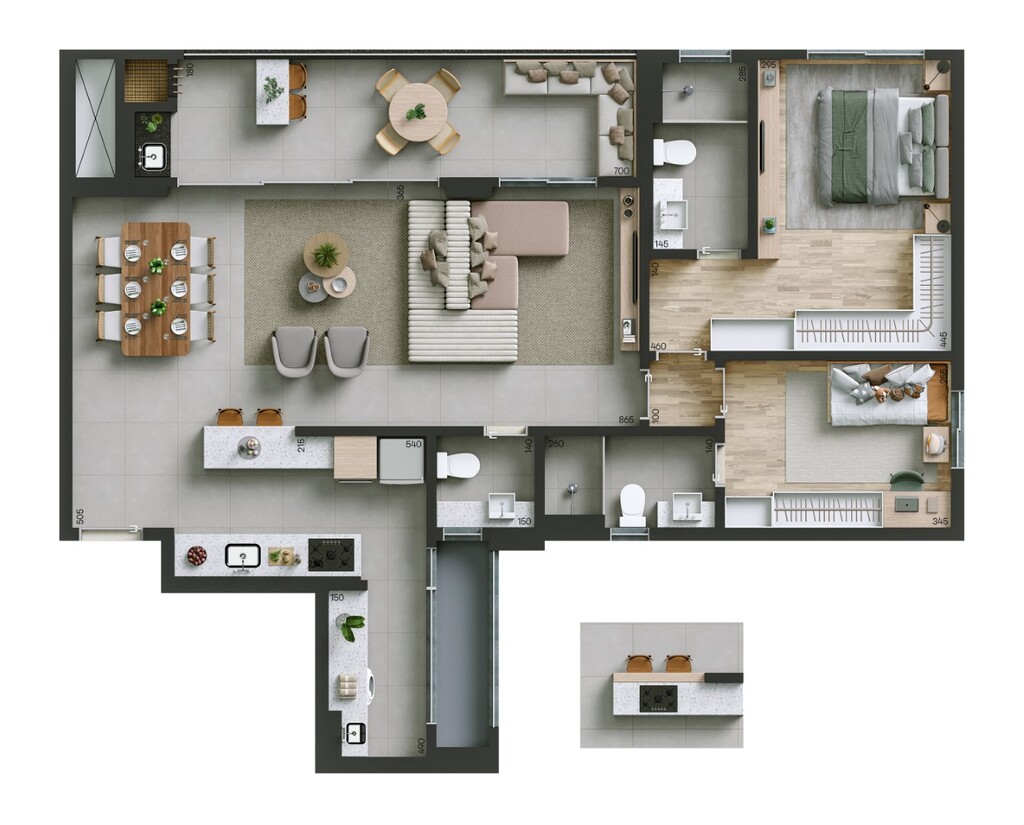 Planta 10 - 2 dorm 113m² - opção 2