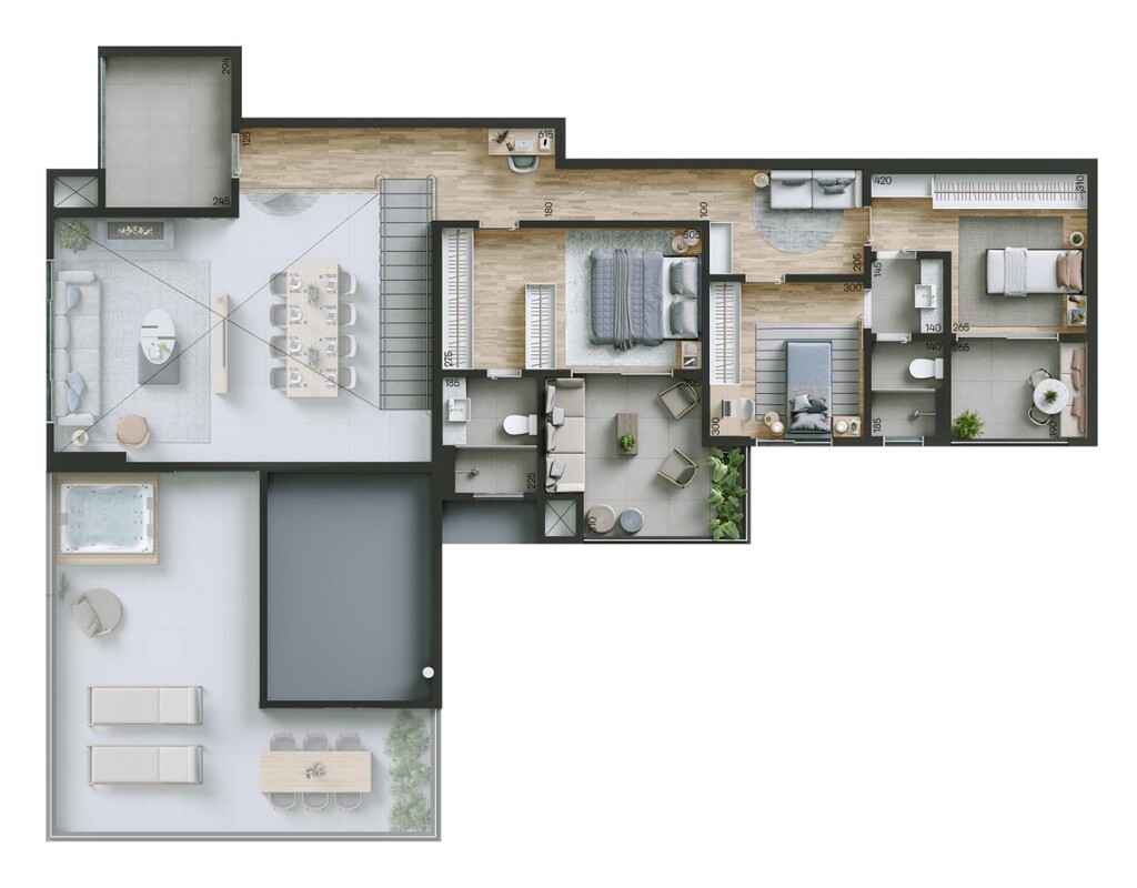 Planta 14 - 3 dorm 217m² - cobertura duplex - superior