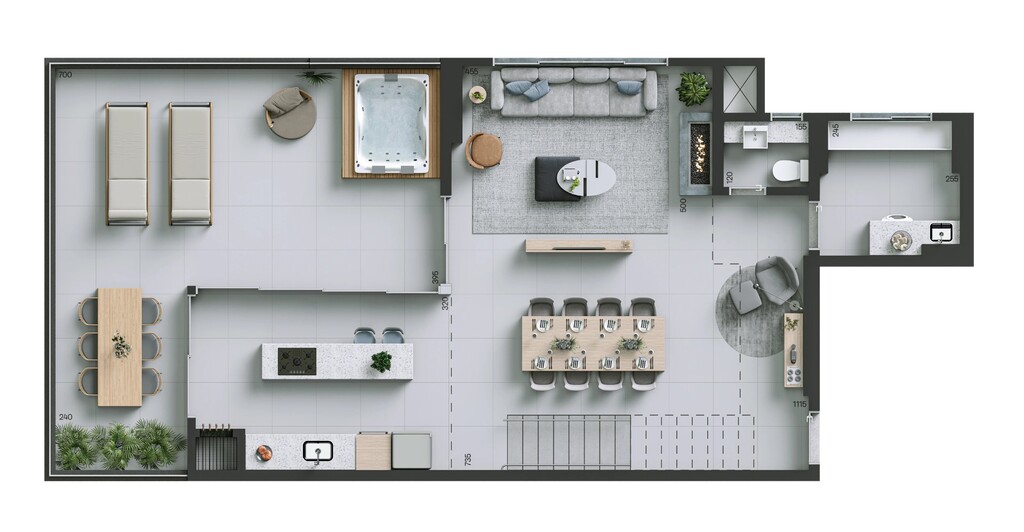 Planta 13 - 3 dorm 217m² - cobertura duplex - inferior