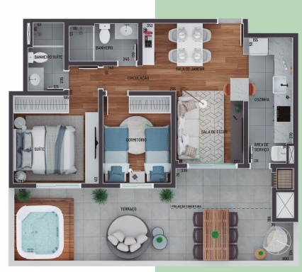 Planta 02 - 2 dorm 59 93m� - garden