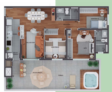 Planta 04 - 3 dorm 73 35m� - garden