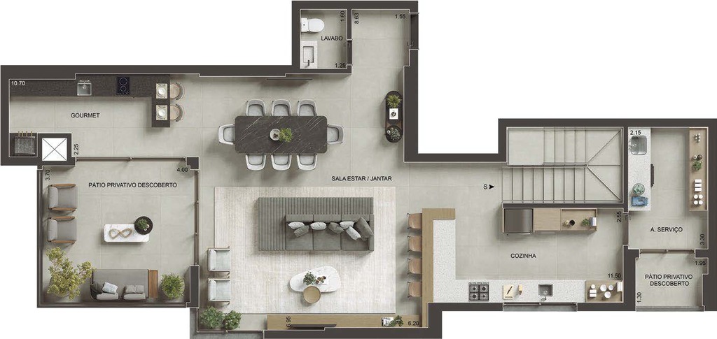 Planta 15 - 3 dorm 176m� - cobertura duplex - inferior