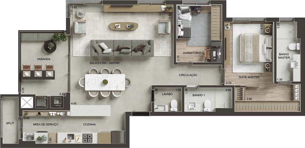 Planta 05 - 2 dorm 103m² - opção