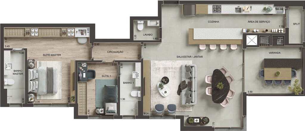 Planta 08 - 2 dorm 118m² - opção
