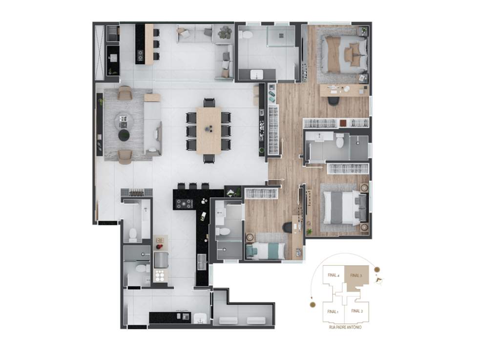 Planta 03 - 3 dorm 165 59m�