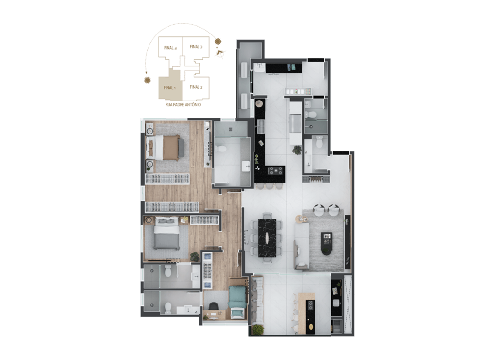Planta 02 - 3 dorm 154 32m�