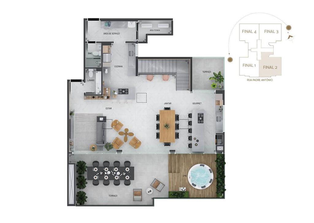 Planta 06 - 4 dorm 226 11m� - cobertura duplex - pavimento inferior
