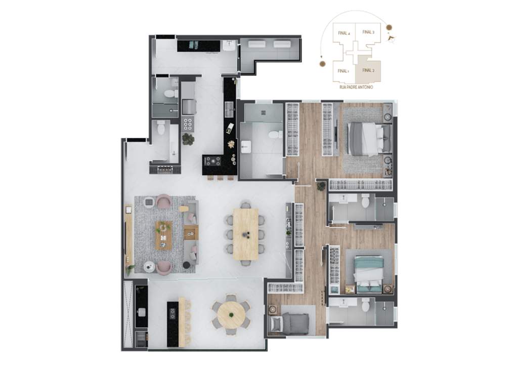 Planta 04 - 3 dorm 171 49m�