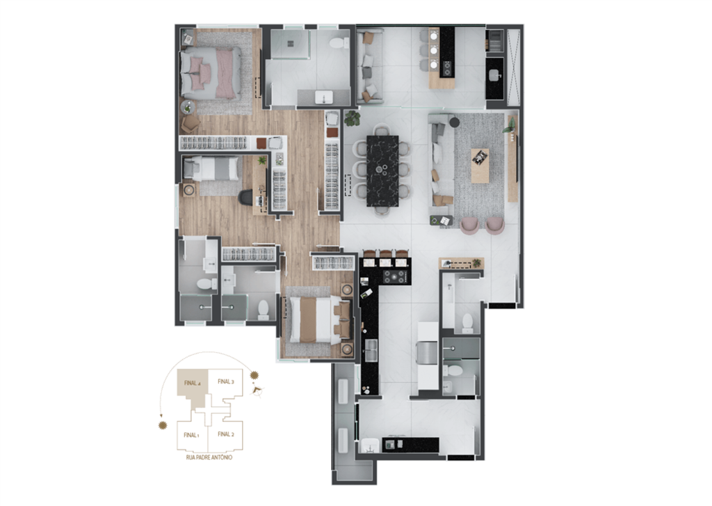 Planta 01 - 3 dorm 148 42m�