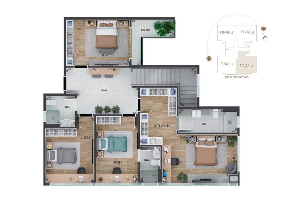 Planta 05 - 4 dorm 226 11m� - cobertura duplex - pavimento superior