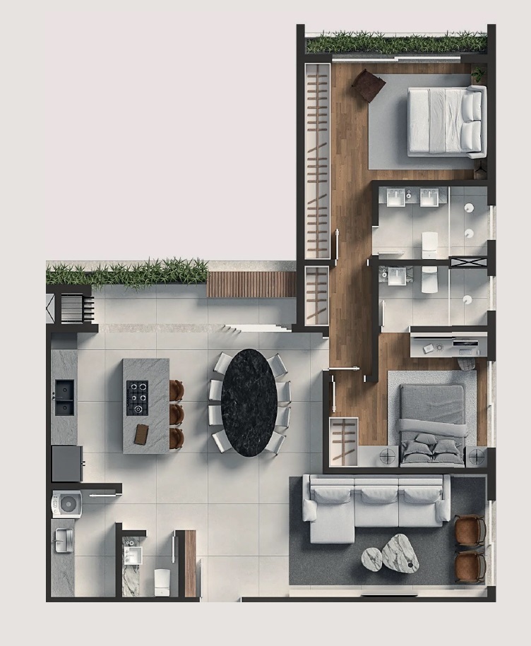 Planta 03 - 2 dorm 106m²