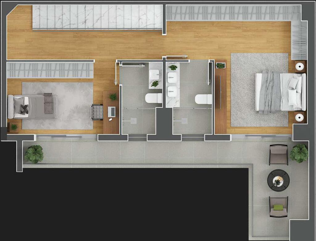 Planta 07 - 2 dorm 164,50m² - cobertura duplex - superior