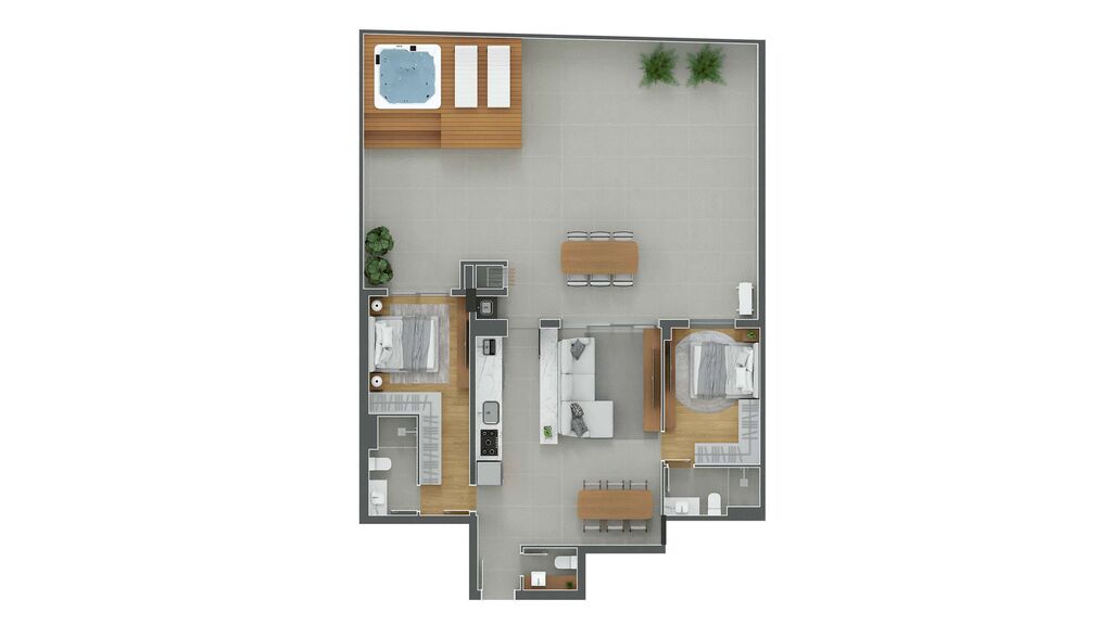 Planta 10 - 2 dorm 169m² - garden