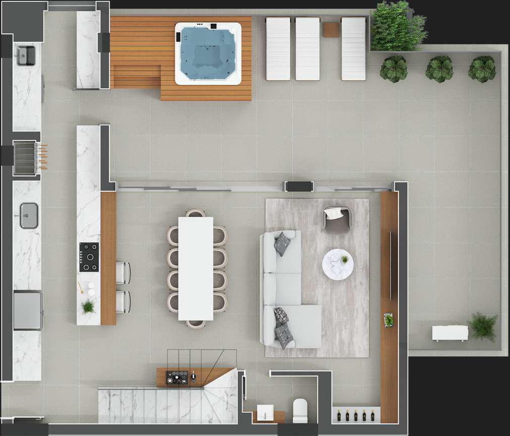 Planta 16 - 3 dorm 226m² - cobertura duplex - inferior