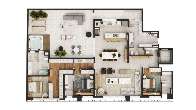 Planta 02 - 3 dorm 200,44m� - garden