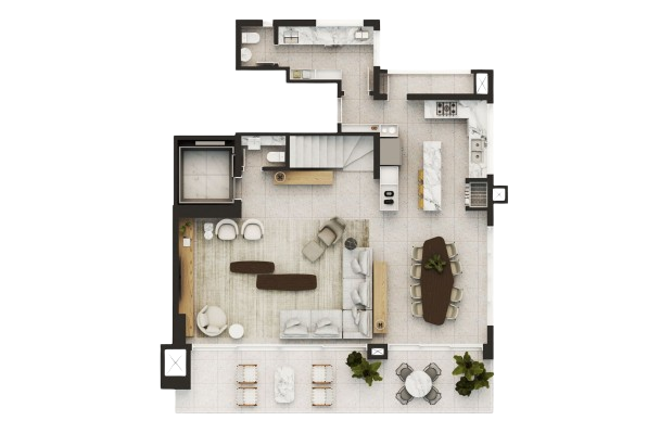Planta 07 - 3 dorm 214,66m� - cobertura duplex - inferior