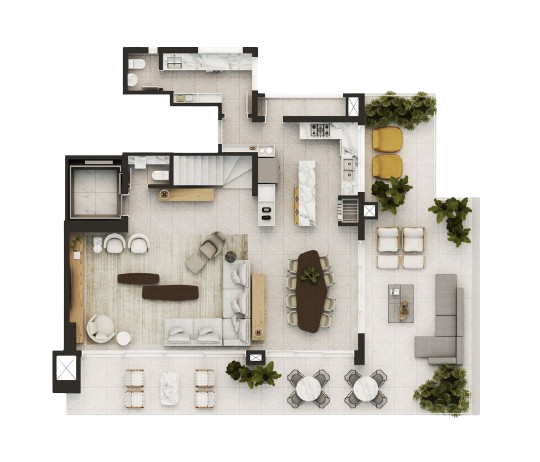 Planta 05 - 3 dorm 214,63m� - duplex - inferior