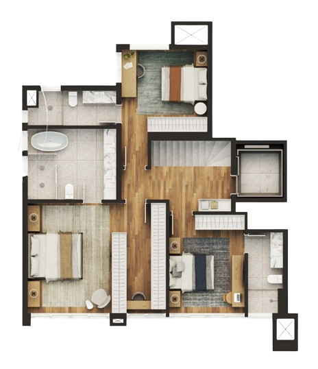 Planta 04 - 3 dorm 213,31m� - duplex - superior