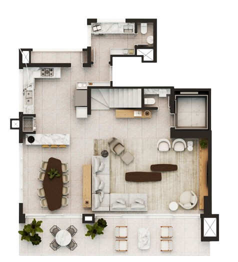 Planta 03 - 3 dorm 213,31m� - duplex - inferior