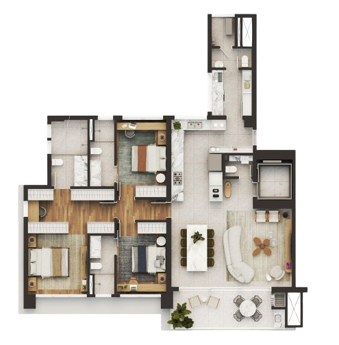 Planta 01 - 3 dorm 154,19m�